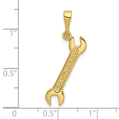 14K Gold 3D Wrench Charm for Men Polished Solid Design
