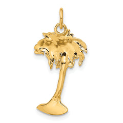 14K Gold Women's Palm Tree Charm with Polished Finish