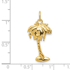 14K Gold Women's Palm Tree Charm with Polished Finish