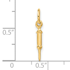 14K Gold Polished 3D Syringe Charm for Elegant Jewelry