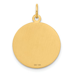 14K Gold Caduceus Disc Charm with Polished Engravable Design
