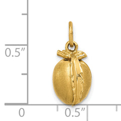 14K Gold 3D Peach Charm Pendant with Polished Satin Finish