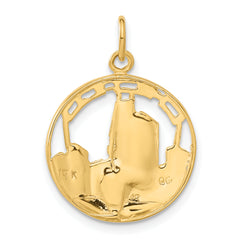 14K Gold Chicago Skyline Charm with Polished Finish