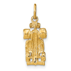 14K Gold 3D Race Car Charm for Men Polished Finish