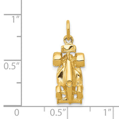 14K Gold 3D Race Car Charm for Men Polished Finish