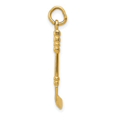 14K Gold 3D Hockey Stick Charm with Black Enamel Finish
