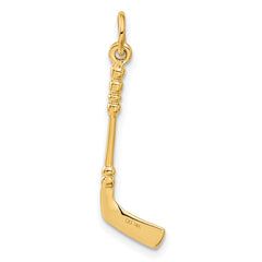 14K Gold 3D Hockey Stick Charm with Black Enamel Finish