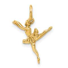 14K Gold 3D Ballerina Charm with Polished Finish