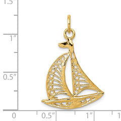 14K Gold Men's Sailboat Charm with Polished Finish