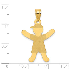 14K Gold Boy with Hat Charm Laser Polished, Themed Pendant