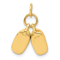 14K Gold 3D Moveable Baby Shoes Charm with Polished Finish