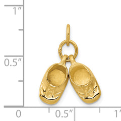 14K Gold 3D Moveable Baby Shoes Charm with Polished Finish