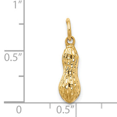 14K Gold Polished 3D Peanut Charm with Textured Finish by Sophia Jewelers