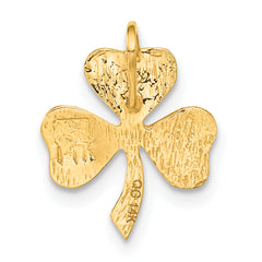 14K Gold Polished Shamrock Chain Slide Pendant Elegant Textured Design