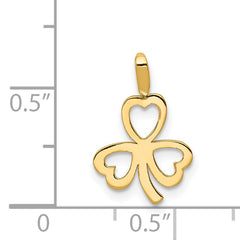 14K Gold Heart Clover Charm with Polished Finish Elegant Jewelry Piece