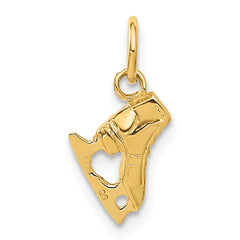 14K Gold 3D Ice Skate Charm with Polished Textured Finish