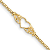 14k Polished Heart 10inch Anklet