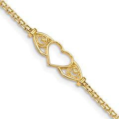 14k Polished Heart 10inch Anklet