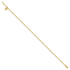 14k Figaro Link with Dangling Heart Anklet