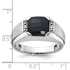 IBGoodman 10k Men's Polished and Satin Onyx and .02 Carat A Quality Diamond Ring