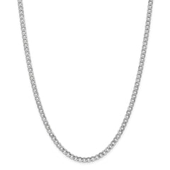 14K White Gold Curb Necklace with Lobster Clasp Elegant Semi-Solid Design