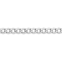 14K White Gold Curb Necklace with Rhodium Plating and Lobster Clasp