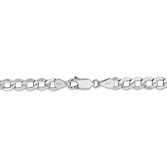 14K White Gold Curb Necklace with Rhodium Plating and Lobster Clasp