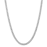 14K White Gold Curb Necklace with Rhodium Plating and Lobster Clasp