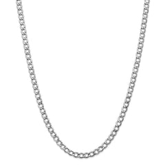 14K White Gold Curb Necklace with Rhodium Plating and Lobster Clasp