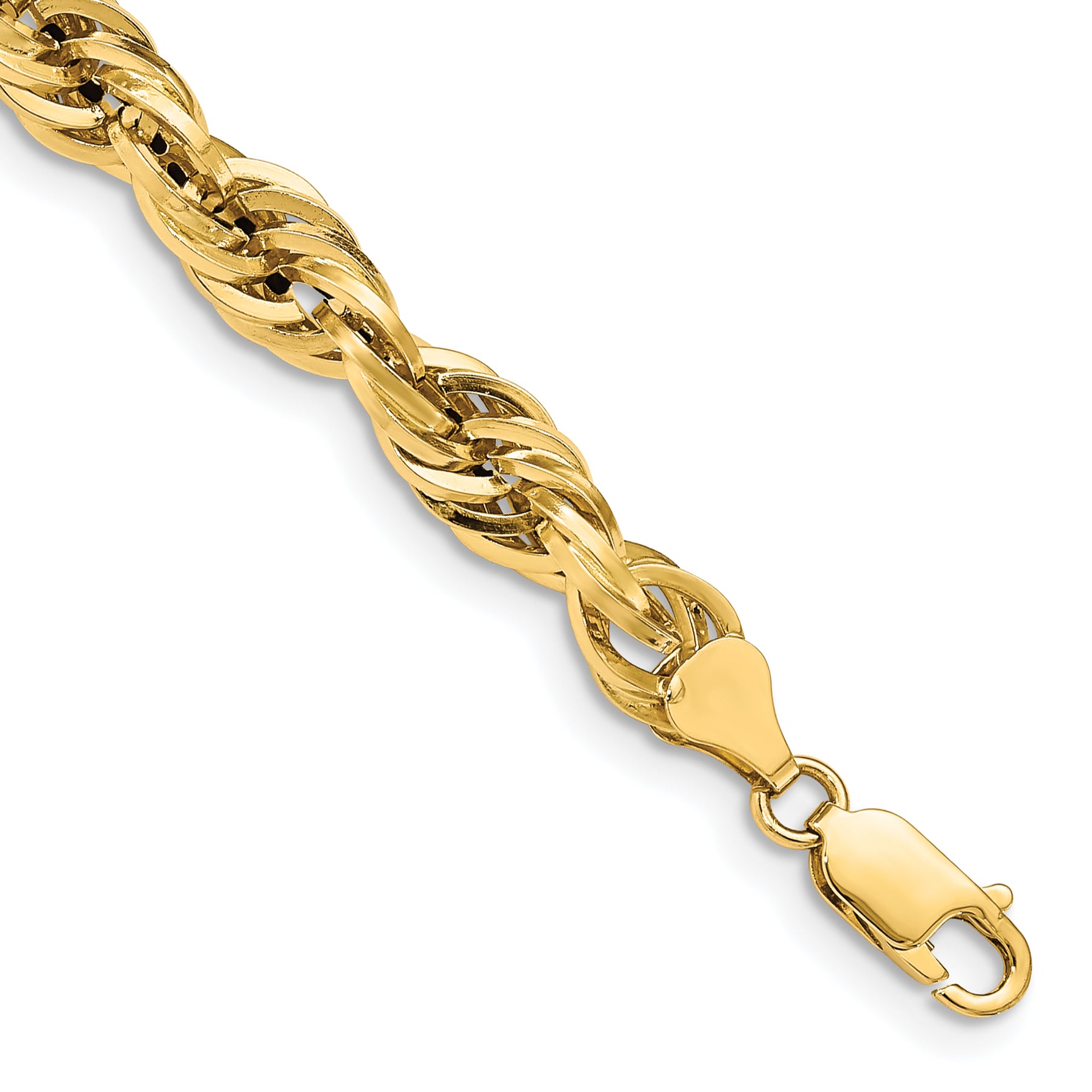 14K 8 inch 7mm Semi Solid Rope with Lobster Clasp Chain