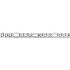 14K White Gold 16-Inch Polished Figaro Necklace with Rhodium Finish