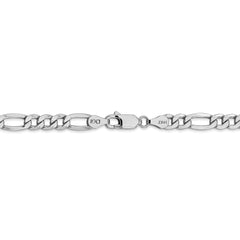 14K White Gold 16-Inch Polished Figaro Necklace with Rhodium Finish