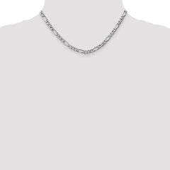 14K White Gold 16-Inch Polished Figaro Necklace with Rhodium Finish