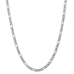 14K White Gold 16-Inch Polished Figaro Necklace with Rhodium Finish