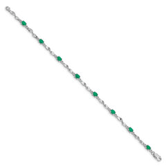 14k White Gold Diamond and Emerald Bracelet