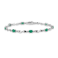 14k White Gold Diamond and Emerald Bracelet