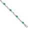 Twisted Link Diamond & Emerald Bracelet in 14K White Gold (0.01 ct. tw.), 7 Inch - Sophia Jewelers