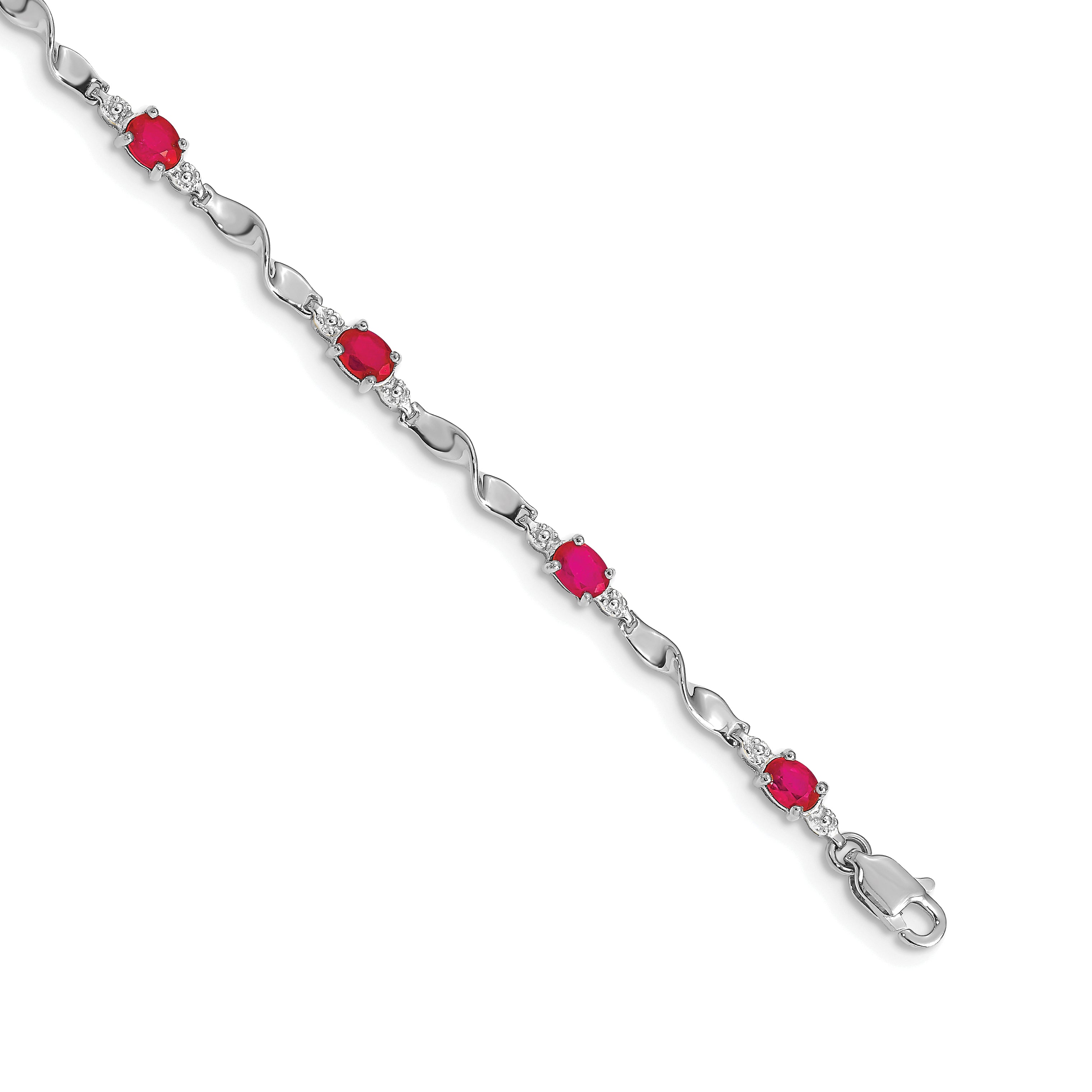 14k White Gold Diamond and Ruby Bracelet
