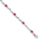 Twisted Link Diamond & Ruby Bracelet in 14K White Gold (0.01 ct. tw.), 7 Inch - Sophia Jewelers