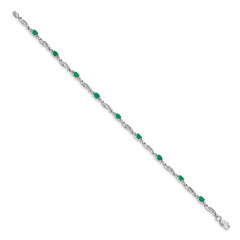 14k White Gold Diamond and Emerald Bracelet