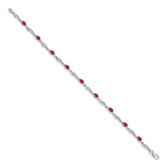 14k White Gold Diamond and Ruby Bracelet