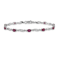 14k White Gold Diamond and Ruby Bracelet