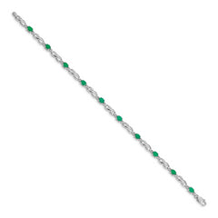 14k White Gold Diamond and Emerald Bracelet