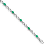14k White Gold Diamond and Emerald Bracelet