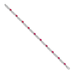14k White Gold Diamond and Ruby Bracelet