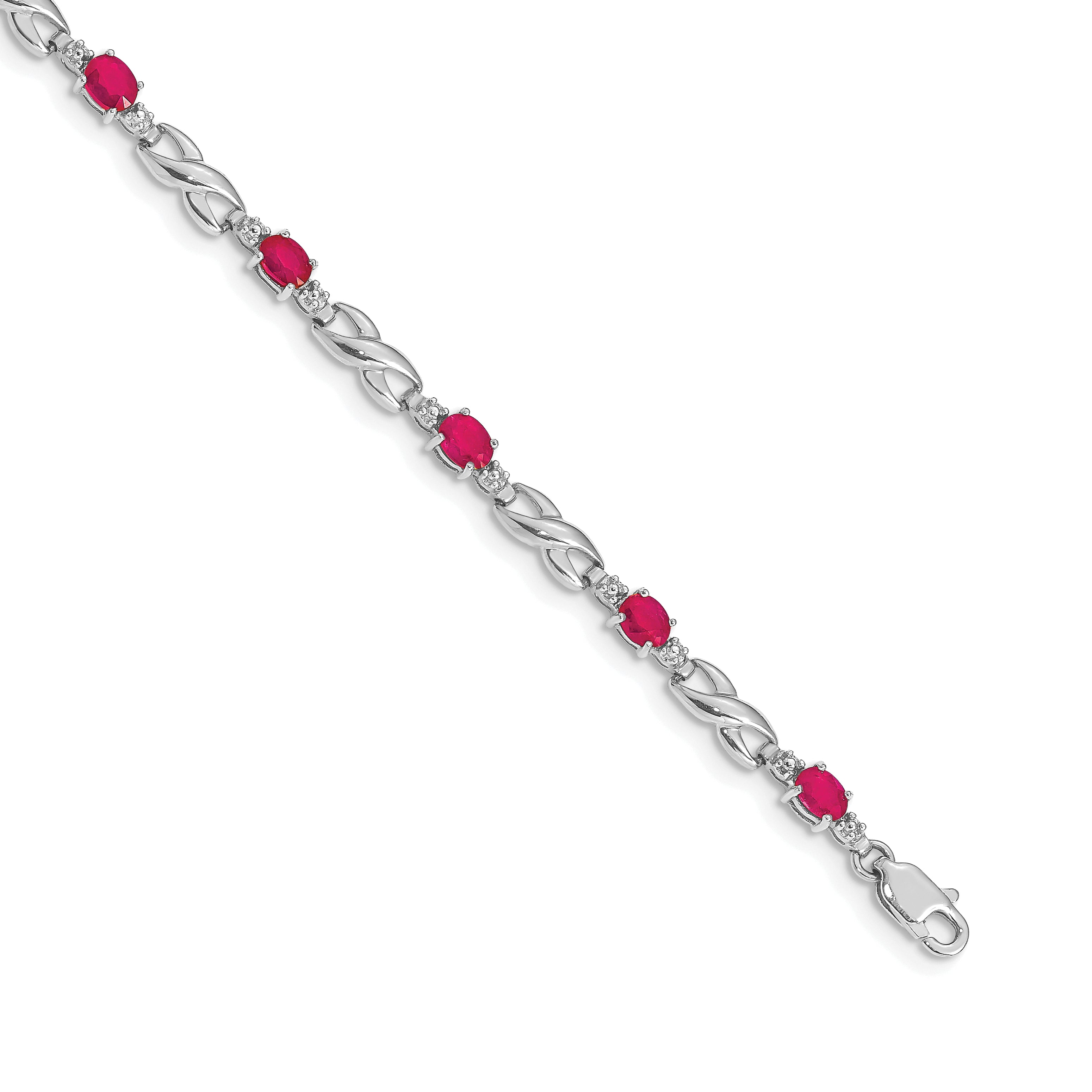 14k White Gold Diamond and Ruby Bracelet