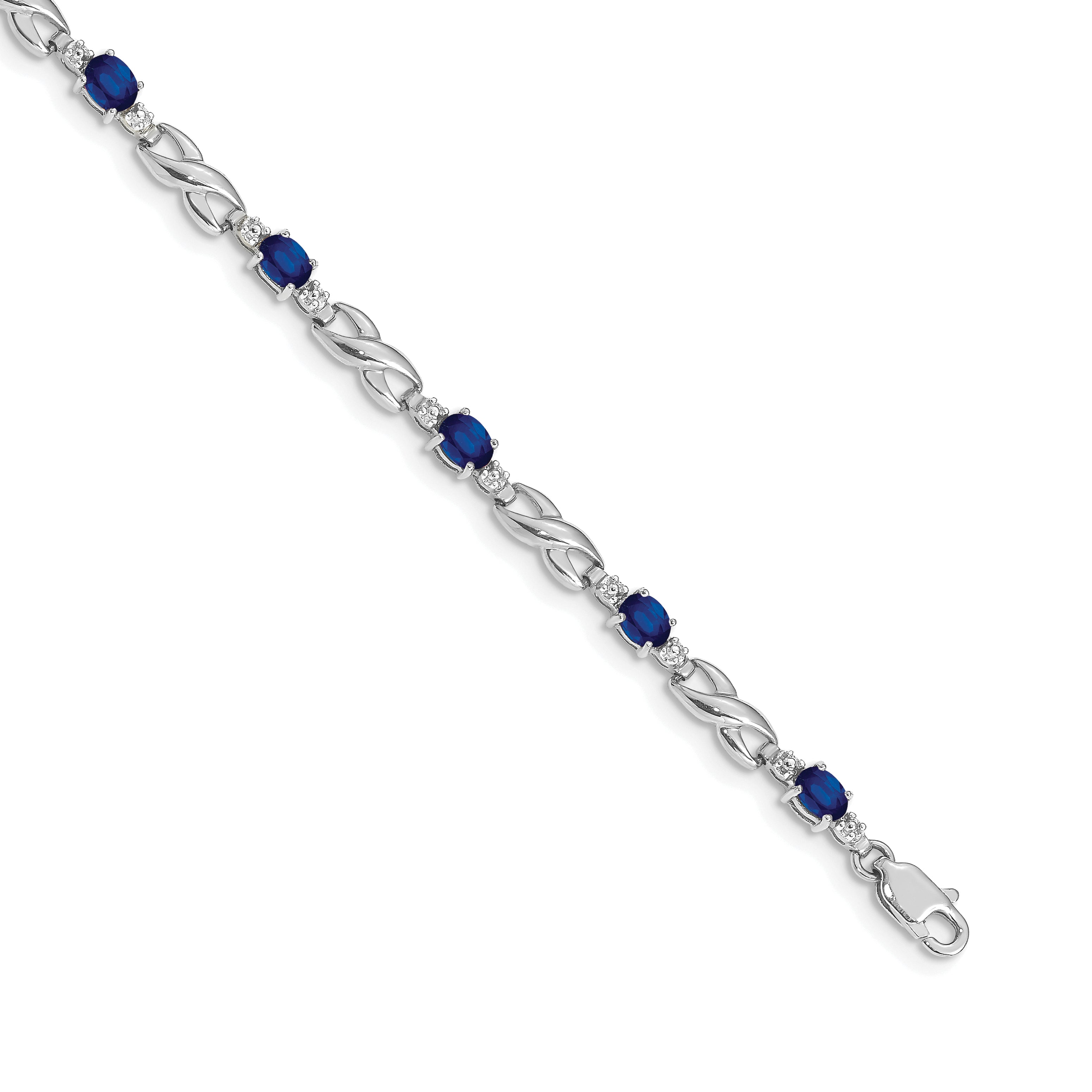 14k White Gold Diamond and Sapphire Bracelet