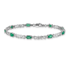 14k White Gold Diamond and Emerald Bracelet