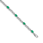 14k White Gold Diamond and Emerald Bracelet
