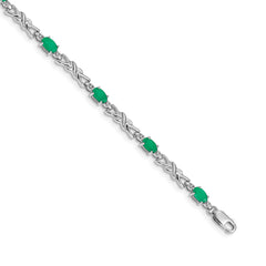 14k White Gold Diamond and Emerald Bracelet